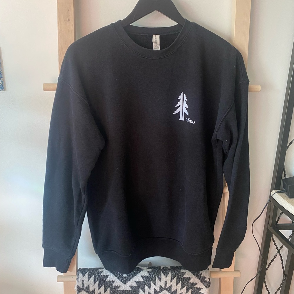 Bella Canvas Black Tofino Crewneck Sweater with White Tree Graphic